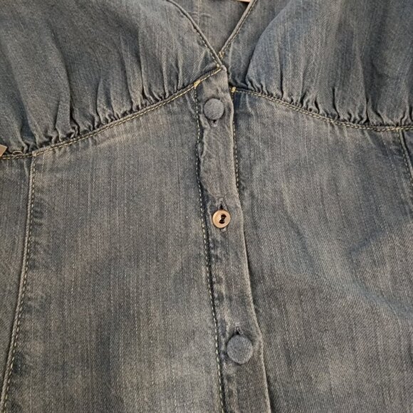 Reformation Sebastien Denim Midi Dress Broken Button NWT Size 10 - Picture 4 of 13